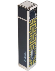 Resim Parmida Tek Torch Pürmüz Siyah-sarı Desenli Metal Puro Çakmağı 
