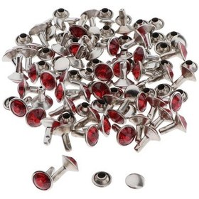 Resim Kırmızı 50 Adet Dekoratif Perçinler 7mm Kristal Rhinestone Çiviler Mobilya İçin Gotik Punk, 