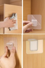 Resim Genel Markalar Kendinden Yapışkanlı Raf Tutucu Şeffaf 4 Adet Köşe Tutucu 