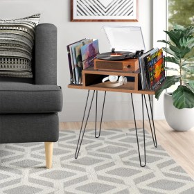 Resim Rmd Shop Dekoratif Plak ve Pikap Sehpası Metal Ayaklı 