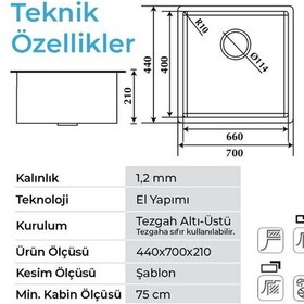 Resim Crauf Stella 4470 Pvd Inox Paslanmaz Çelik Mutfak Eviyesi Inox - Mor 