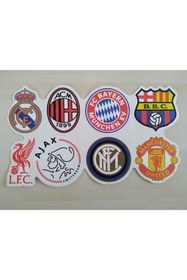 Resim Aksesuar Avrupa Futbol Takımları Sticker 25x14,5cm (8 Parça) Avrupa Ligi Sticker, Etiketi, Çıkartması 