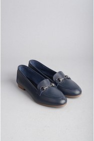 Resim SEÇ KUNDURA Seç 004 Hakik Deri Kadin Babet Ayakkabı Lacivert 