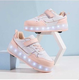 Resim Maoyaya Led Işıklı 4 Tekerlekli Paten Küçük Ayakkabısı - Çocuk Spor 1988 Pembe 38 Pembe Pembe 