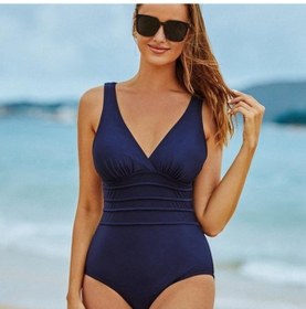 Resim Baskılı Tek Parça Mayo Kadın Düz Renk Seksi Sırtı Açık V Yaka Mayo Yaz Kadın Brezilya Plaj Giyim Zayıflatıcı Mayo Lacivert 