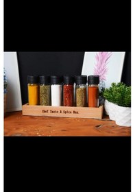 Resim Tangram 12 Li Baharatlık Takımı Ahşap Standlı Baharatlık Seti Ahşap - Beyaz 