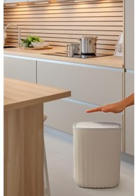 Resim Okyanus Home Hareket Sensörlü 12lt Kırık Beyaz Çöp Kovası Beyaz 