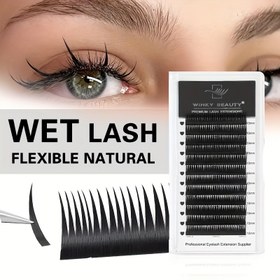 Resim Winky Beauty Wet Look Sahte Kirpikler, A Şekli Manga Dalgalı Cosplay Tipi Sivri Kirpikler, 0.07Mm D Bukle 8-15Mm Küme Yumuşak Şerit Kirpikler, Vizon Kabarık Bireysel Hacim Doğal Önceden Yapılmış Fanlar Sahte Kirpik Malzemeleri 