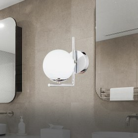 Resim Apliqa Sara Krom Kaplama Duvar Lambası Yatak Odası-Yatak Başı-Banyo İçin Modern Aplik 
