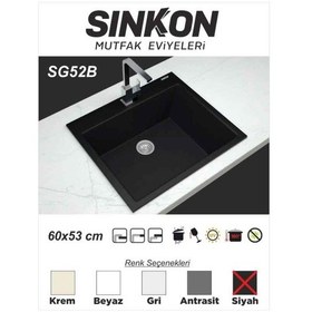 Resim Sinkon Siyah Granit Eviye 60 x 53 - Sg52B - Sinkon 