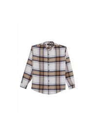 Resim Tudors Erkek Relax Fit Rahat Kesim Kışlık Kareli Oduncu Gömlek-42259 Ekru 