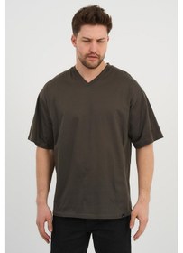 Resim Alexander Gardi Alexandergardı V Yaka Oversize T-shirt E24-742a Haki 