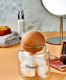 Resim FBZhome Cam Dekoratif Top Kapaklı Pamuk Kavanozu 500 Ml Organizer Büyük Boy 