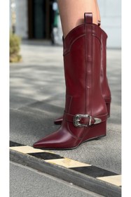 Resim I Love Shoes Bonvir Kadın Kovboy Çizme BordoParlak Deri 