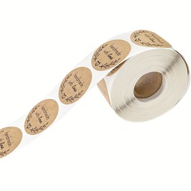 Resim 500 adet Kahverengi Kraft Kağıdı Etiketler Scrapbook Hediye Kırtasiye Etiketleri El Yapımı Sevgiyle Yapılmış Teşekkürler Etiketleri 