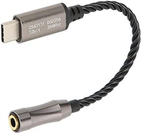 Resim Shanrya Kulaklık Amplifikatörü, 15 cm/5,9 inç 384 KHz/32 bit Düşük Güç Tipi C ila 3,5 mm Kulaklık Amplifikatör Adaptörü PC için siyah 