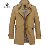 Resim Erkek Sonbahar/kış Günlük Orta Uzunlukta Saf Pamuklu Yıkanmış Trençkot Kahverengi 