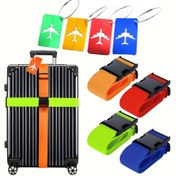Resim 8 adet Set - 4 Dayanıklı Polipropilen Bagaj Askıları ve 4 Bagaj Etiketleri ile Anti-Hırsızlık Toka Kapanışı - Kolay Temizlenebilir, Seyahat, Spor, Tatil için İdeal 