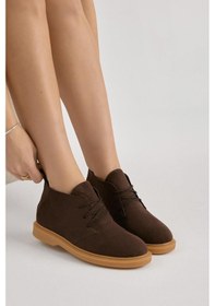 Resim Bağcıklı Bilek Boy Klasik Termo Taban Bot - Kahve Süet - 40 Kahve Süet 