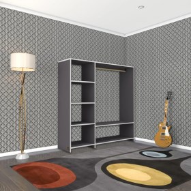Resim Kenzlife giysi dolabı mükremin 150*150*40 gri gardırop 