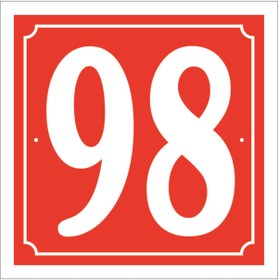 Resim YükselReklam 98 Numara Kapı Numarası 20x20 Cm, Bina, Apartman, Işyeri,villa Numarası 