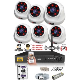 Resim Ids 6 Kameralı 5mp Sony Lensli 1080P Fullhd Güvenlik Kamerası Sistemi - Cepten Izle - 1tb Iç 
