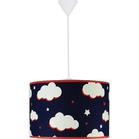 Resim Şenay Aydınlatma Çocuk Odası Silindir Kumaş Sarkıt Avize-Lacivert Bulut 