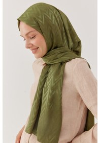 Resim Mirsoy Scarf Zikzak Desen Parlak Jakar Şal - Asker Yeşili Asker Yeşili 