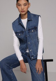 Resim Regular Fit Kadın Mid İndigo Denim Yelek Colin's