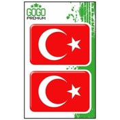 Resim Türk Bayrağı 3 4x6 Cm İkili Damla Etiket Çok Renkli 