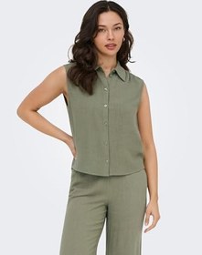 Resim Only Onlsiesta Keten Karışımlı Regular Fit Klasik Yaka Bluz Bayan BLUZ 15367416 