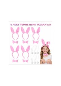 Resim Mey İthalat Full Pembe Renk Tavşan Sahne Seti 6&amp 39 Lı Set Taç Papyon Kuyruk Çocuk 