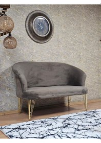 Resim Zafir İkili Teddy Gold Kaplama Telli Ayak Çay Seti Koltuk Tekli Berjer , Balkon, Salon, Ofis Kahverengi 