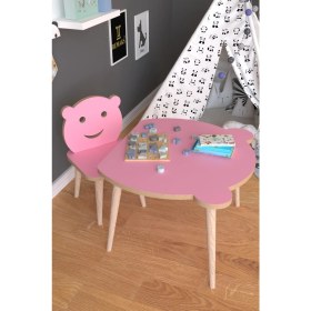Resim Remaks Panda Yaz Sil Yüzey Çocuk Masa Sandalye Takımı 1 Aktivite Oyun Masası 1 Sandalye - Pembe 