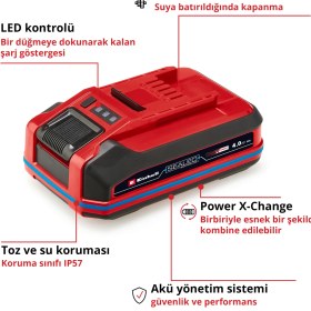 Resim Orijinal Einhell 18 V 4.0 Ah SEALED Power X-Change PLUS (18 V Akü, Su ve Toz Koruması, IP57 Koruma Sınıfı,Tüm PXC cihazları için evrensel kullanım, Şarj cihazı dahil değil) - 4511627 