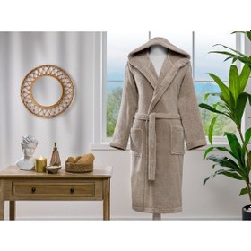 Resim Özdilek Woven Kapüşonlu Bornoz Bej 