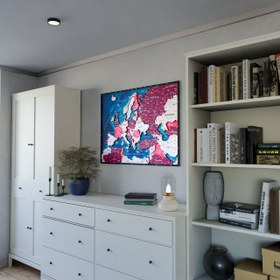 Resim Avrupa Siyasi Haritası Renkli Katmanlı 3D Baskı Ahşap Duvar Dekoru (Crimson) - 100x75 cm / İngilizce 