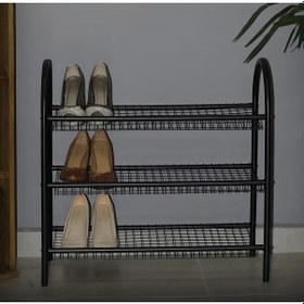 Resim DEKORATİF 3 RAFLI METAL AYAKKABILIK Siyah 