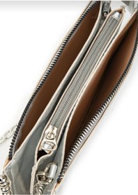Resim shop Kadın Eskitme Görünümlü Zincir Askılı Boncuk Detaylı 3 Bölmeli Suni Deri Abiye-Günlük Clutch Çanta 