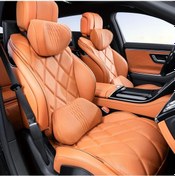 Resim Honeybeeshop Kahverengi Nappa Araba Koltuk Yastığı Seti Kafalık Ve Bel Desteği Nefes Alabilir Rahat 