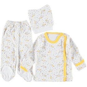 Resim Mdm Sarı Yenidoğan Kendinden Eldivenli 3 Lü Bebek Takım Seti Sarı 