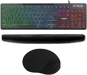 Resim Lunatic Everest KB-120 Sleek Siyah USB Aydınlatmalı Q Gaming Oyuncu Klavyesi + Klavye Pad + Mouse Pad Set 