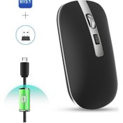Resim Hxsj M50 2.4ghz 800,1200,1600dpi Üç Vites Ayarı Çift Modlu Kablosuz Fare Usb Bluetooth 5.1 Şarj Edilebilir Siyah Diğer 