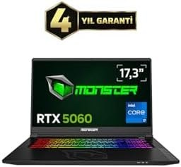 Resim Monster Tulpar T7 V26.2.2 Intel Core i7 13620H 32 GB RAM 1 TB SSD 8 GB RTX 5060 FreeDOS 17,3" FHD 144 Hz Oyun Bilgisayarı 