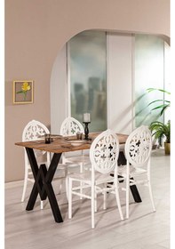 Resim Matrix Wega Atlantik Çam / Venüs Mutfak Masa Takımı - Beyaz 
