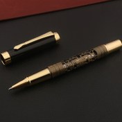 Resim 1 adet Metal Mücevher Kalem Bronz Renk Yuvarlak Tükenmez Kalem Retro İş Ofisi Çalışma Malzemeleri Yazma 