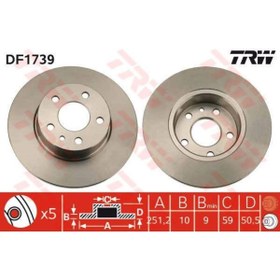 Resim Trw DF1739 Fren Diski Arka 147 00- 156 97- 164 92- Düz 251MM 