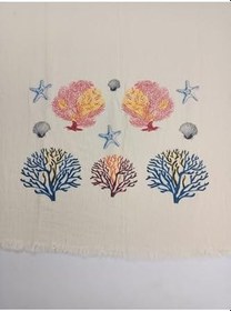 Resim Buldan Concept Baskılı Peştemal Kırmızı Mercan Desen Krem 90 x 170 