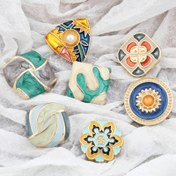 Resim 5 adet Vintage Kıyafet Dekoratif Düğmeler Düzensiz Şekil El Dikişi Düğmeleri Moda Kadın Ceket Elbise Örme Kazak Düğmeleri 
