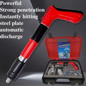 Resim Güçlü tek elle kullanım gücü, ayarlanabilir dişli, gürültü azaltma, otomatik cüruf boşaltma özelliklerine sahip çok fonksiyonlu kırmızı çivi tabancası, ev dekorasyon işçileri ve çimento duvar sabitleme için uygun. 